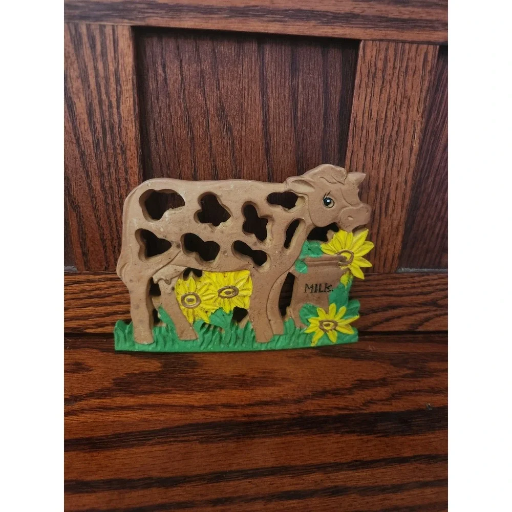 Vintage Brown Cow Milk Decorative Sign